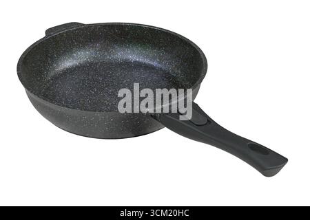 Poêle à frire ronde antiadhésive, isolée sur fond blanc Banque D'Images
