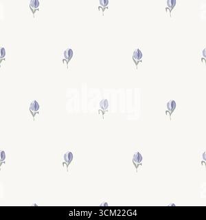 Motif tulipes de fleurs fond violet crème avec des fleurs de jardin. Ferme simple toile de fond style grand-millénial Illustration de Vecteur