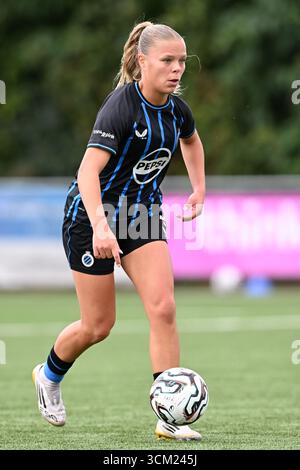 Aalter, Belgique. 13 septembre 2025. Amy Littel (4) de Bruges photographiée lors d'un match de football féminin entre le Club Brugge Dames YLA et le SV Zulte Waregem le 2ème jour de la saison 2025-2026 de la Super League belge Lotto Womens, le samedi 13 septembre 2025 à Aalter, BELGIQUE . Crédit : Sportpix/Alamy Live News Banque D'Images