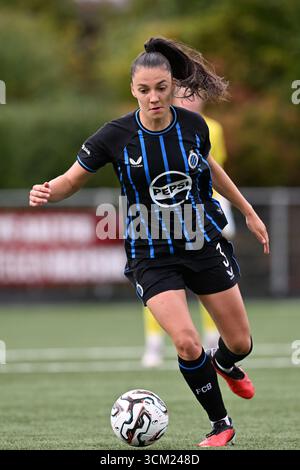 Aalter, Belgique. 13 septembre 2025. Romy camps (3) de Bruges photographiés lors d'un match de football féminin entre le Club Brugge Dames YLA et le SV Zulte Waregem le 2ème jour de la saison 2025-2026 de la Super League belge Lotto Womens, le samedi 13 septembre 2025 à Aalter, BELGIQUE . Crédit : Sportpix/Alamy Live News Banque D'Images