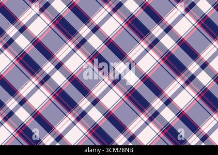 Line Check texture sans couture, motif de carte postale textile plaid. Tissu de tartan vecteur de fond de festival dans la palette de couleurs pastel et bleues. Illustration de Vecteur
