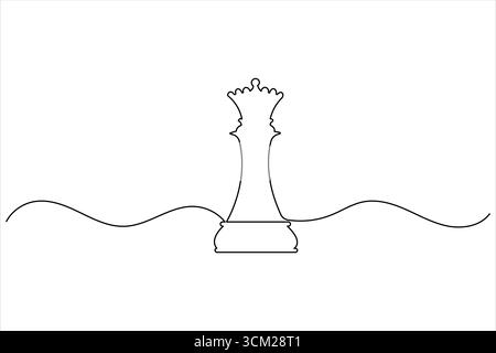 Knight Chess dessin continu d'une ligne de l'icône de vecteur de contour isolé Illustration de Vecteur