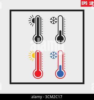 thermomètre montrer froid et chaleur. Vecteur dans la conception plate Illustration de Vecteur