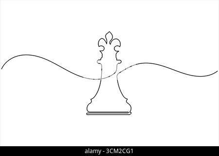 Knight Chess dessin continu d'une ligne de l'icône de vecteur de contour isolé Illustration de Vecteur