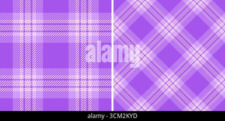 Deux motifs tartan violets, un motif plaid classique dans des orientations droites et diagonales. Utilisation pour les arrière-plans, les textiles, les concepts de mode ou le numérique Illustration de Vecteur