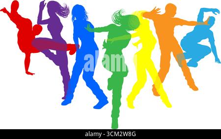 Danseurs Silhouette Street Dance pose silhouettes Illustration de Vecteur