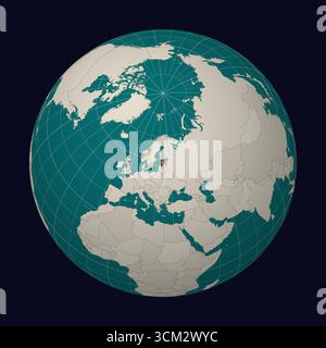 République d'Estonie sur la carte Globe centré sur l'Estonie. Emplacement du pays sur la carte du monde. Palette de couleurs sarcelle menthe pâle. Illustration de Vecteur