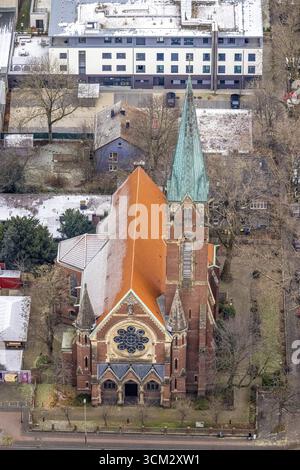 Vue aérienne, église St Paul, port, Dortmund, Ruhr, Rhénanie du Nord-Westphalie, Allemagne Banque D'Images