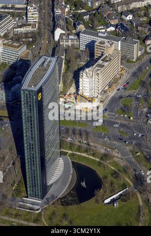 Vue aérienne, tour Arag et démolition d'immeubles de bureaux au Moersenbroicher EI à la Sankt-Franziskus-Strasse dans le quartier Duesseltal in due Banque D'Images