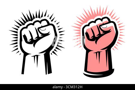 Poing levé, symbole de puissance. Contenu de justice sociale, campagne d'activisme Illustration de Vecteur