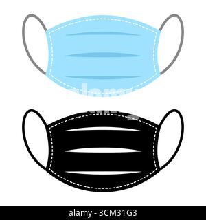 Masque facial médical et illustration vectorielle Silhouette. Cette illustration est parfaite pour les projets liés aux soins de santé, à la sécurité, aux équipements médicaux. Illustration de Vecteur