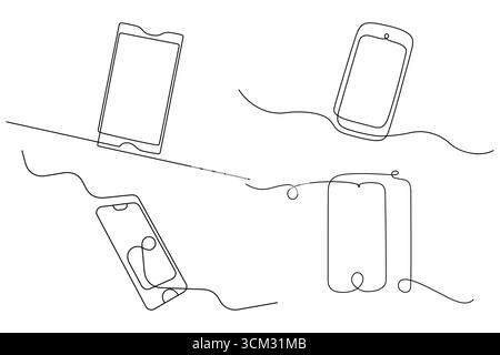 Smart Mobile continue dessin d'art d'une ligne Smart Mobile illustration vectorielle Illustration de Vecteur