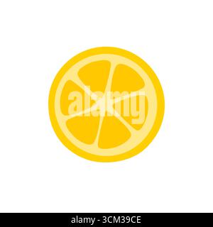 Illustration isolée de style plat de tranche de citron ronde Illustration de Vecteur