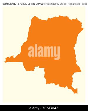 Carte du pays de plaine du DR Congo. Détails élevés. Style Uni. Forme de la RD Congo. Illustration vectorielle. Illustration de Vecteur