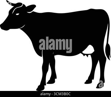 Vache Silhouette Vector animal illustration minimaliste Noir et blanc conception simple Illustration de Vecteur