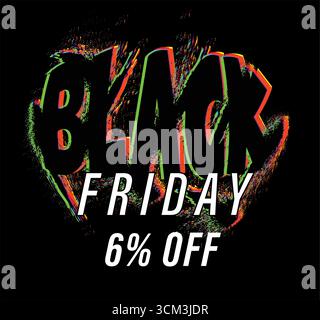 Black friday effet glitch promouvant d'énormes ventes et remises Illustration de Vecteur