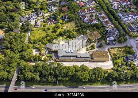 Vue aérienne, Blote-Vogel-Schule Waldorfschule, Rudolf Steiner Kindergarten, Annen, Witten, région de la Ruhr, Rhénanie-du-Nord-Westphalie, Allemagne, éducation, educ Banque D'Images