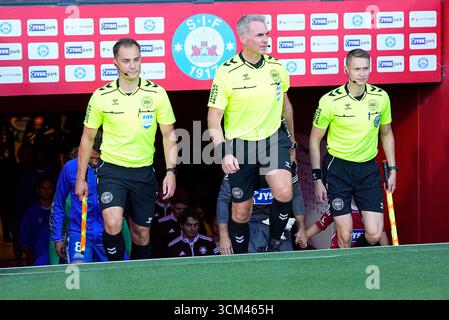 Silkeborg, Danemark. 14 septembre 2025. Superligakampen mellem Silkeborg IF og OB paa JYSK Park i Silkeborg soendag den 14. septembre 2025. Crédit : Ritzau/Alamy Live News Banque D'Images