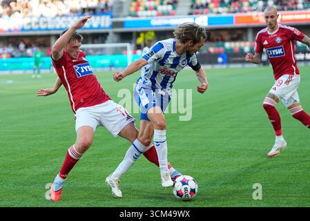 Silkeborg, Danemark. 14 septembre 2025. Superligakampen mellem Silkeborg IF og OB paa JYSK Park i Silkeborg soendag den 14. septembre 2025. Crédit : Ritzau/Alamy Live News Banque D'Images