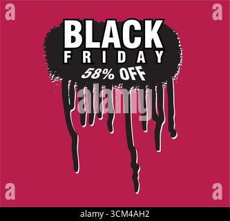 Point de peinture goutte à goutte Black friday sur fond magenta Illustration de Vecteur