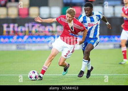 Silkeborg, Danemark. 14 septembre 2025. Superligakampen mellem Silkeborg IF og OB paa JYSK Park i Silkeborg soendag den 14. septembre 2025. Crédit : Ritzau/Alamy Live News Banque D'Images