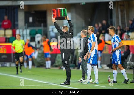 Silkeborg, Danemark. 14 septembre 2025. Superligakampen mellem Silkeborg IF og OB paa JYSK Park i Silkeborg soendag den 14. septembre 2025. Crédit : Ritzau/Alamy Live News Banque D'Images