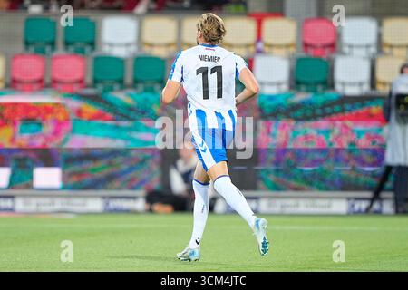 Silkeborg, Danemark. 14 septembre 2025. Superligakampen mellem Silkeborg IF og OB paa JYSK Park i Silkeborg soendag den 14. septembre 2025. Crédit : Ritzau/Alamy Live News Banque D'Images