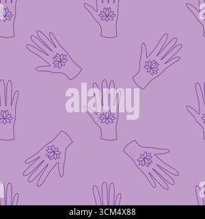 Silhouettes Magic symboles Seamless pattern, avec des éléments magiques tels que serpent, oeil, cartes de tarot, main, crâne, potion, lune, papillon, champignons, st Illustration de Vecteur