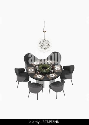 table de dîner de noël en rendu 3d. Banque D'Images