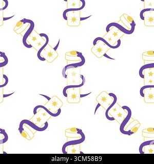 Silhouettes Magic symboles Seamless pattern, avec des éléments magiques tels que serpent, oeil, cartes de tarot, main, crâne, potion, lune, papillon, champignons, st Illustration de Vecteur
