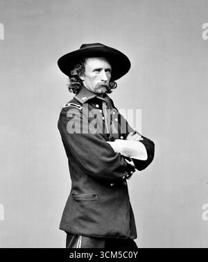 Général Custer, George Armstrong Custer, général George Custer (1839 – 1876) officier de l'armée des États-Unis et commandant de cavalerie pendant la guerre de Sécession et les guerres amérindiennes. Banque D'Images