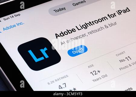 Application Adobe Lightroom pour iPad Banque D'Images