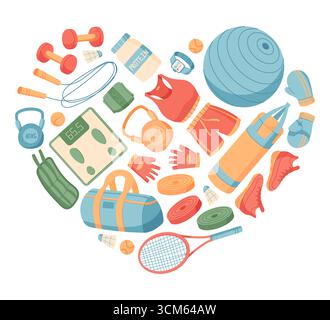 Concept de fitness coloré en forme de coeur Illustration de Vecteur
