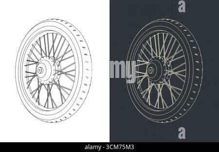 Dessins isométriques de roue de moto illustrations vectorielles stylisées Illustration de Vecteur
