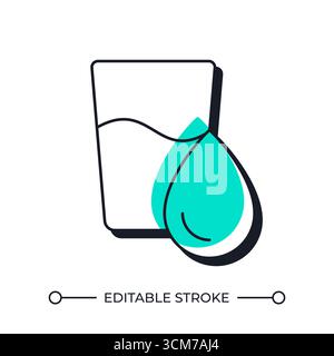 Icône de ligne d'ombre décalée d'un verre d'eau Illustration de Vecteur
