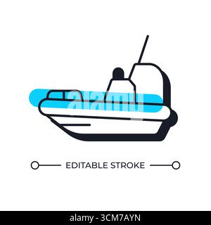 Icône de ligne d'ombre décalée de bateau à moteur Illustration de Vecteur