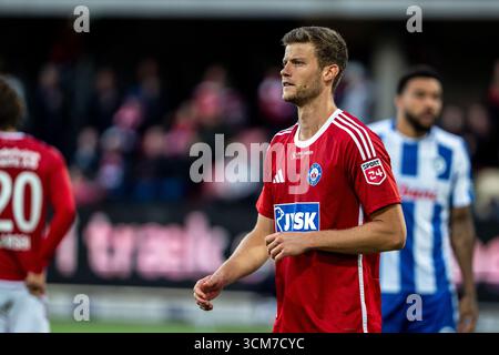 Silkeborg, Danemark. 14 septembre 2025. Pedro Ganchas (4) de Silkeborg vu lors du match de Superliga 3F entre Silkeborg IF et Odense BK au Jysk Park à Silkeborg. Banque D'Images