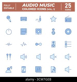 Icônes colorées de musique audio (Vol. 1) Illustration de Vecteur
