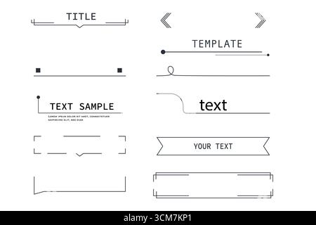 Moderne simple barre de titre zone de texte légende Tech Line zone de texte cadre, bordure. Modèles, bannières modernes du tiers inférieur. Illustration vectorielle Illustration de Vecteur