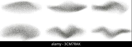 Collection d'ondes de pulvérisation de gradient de points isolée sur fond transparent. Ensemble d'illustration de formes dynamiques organiques abstraites à bruit vectoriel. Grunge Illustration de Vecteur