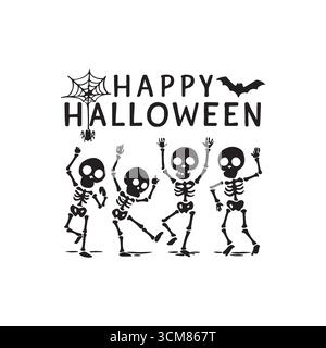 Bonne carte d'invitation de fête d'Halloween avec chapeau de sorcière effrayant de citrouille, fantôme mignon Illustration de Vecteur