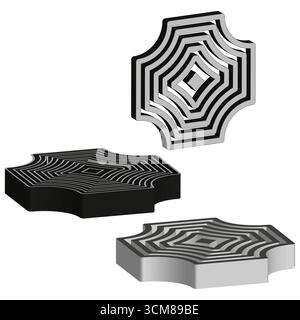 Parasol de plage vecteur. Icône de pare-soleil rayé. Symbole optique abstrait. Illustration noir et blanc. SPE 10. Illustration de Vecteur