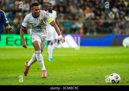 WROCLAW ; POLOGNE - 5 SEPTEMBRE 2025 : qualifications pour FIFA 2026. Match de football Ukraine vs France 0 :2. Mbappe Kylian Banque D'Images