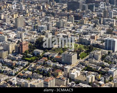 Haight-Ashbury Park, San Francisco, San Francisco Bay Area, États-Unis d'Amérique, Californie, États-Unis, États-Unis, vue aérienne, vue plongeante, photo aérienne Banque D'Images