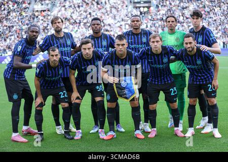 Turin, Italie. 13 septembre 2025. Les joueurs de l'Inter ont vu lors du match de Serie A 2025/2026 entre la Juventus FC et l'Inter au stade Allianz. Score final Juventus FC 4 : 3 Inter. Crédit : SOPA images Limited/Alamy Live News Banque D'Images