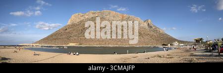 Stavros, plage de Zorba, tournage du film Alexis Zorbas, péninsule d'Akrotiri, la Canée, Crète, Grèce, Europe, GRC, voyages, tourisme, destination, sig Banque D'Images
