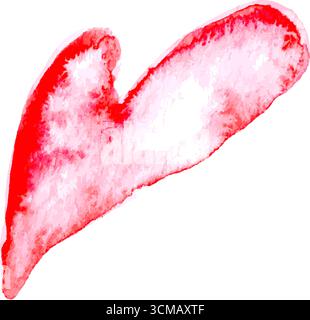 Illustration vectorielle de cœur à l'aquarelle rouge dessinée à la main réelle. Illustration de Vecteur