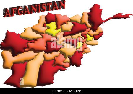 Carte de l'Afghanistan – illustration vectorielle de ballon orange 3D du plan du pays pour la géographie, les voyages et l'éducation Illustration de Vecteur