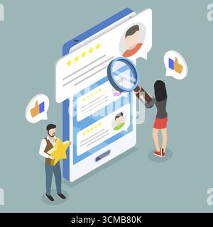 Illustration plate isométrique 3D du service de chasseur de têtes, processus de recrutement d'emplois Banque D'Images