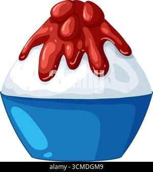 Illustration vectorielle de dessert de glace rasée avec sirop rouge, couleurs vives, style de bande dessinée propre Illustration de Vecteur